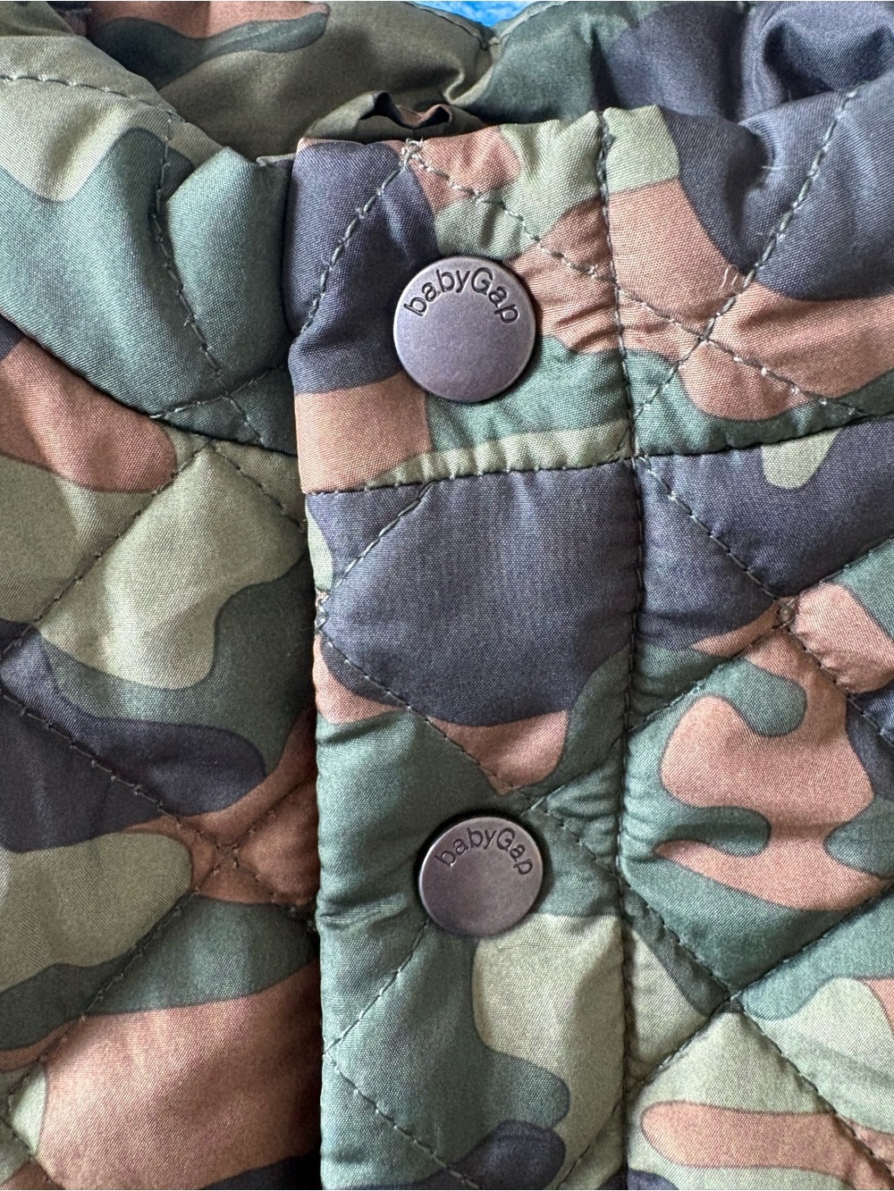 Baby Gap Camo Quilted Puffer Vest 12-18 Months Green Snap Front - Picture 5 of 6